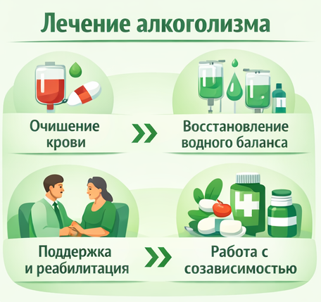 лечение алкоголизма в Никольском этапы
